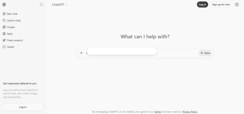 ChatGPT AI chatbot interface used for research, writing, and coding tasks