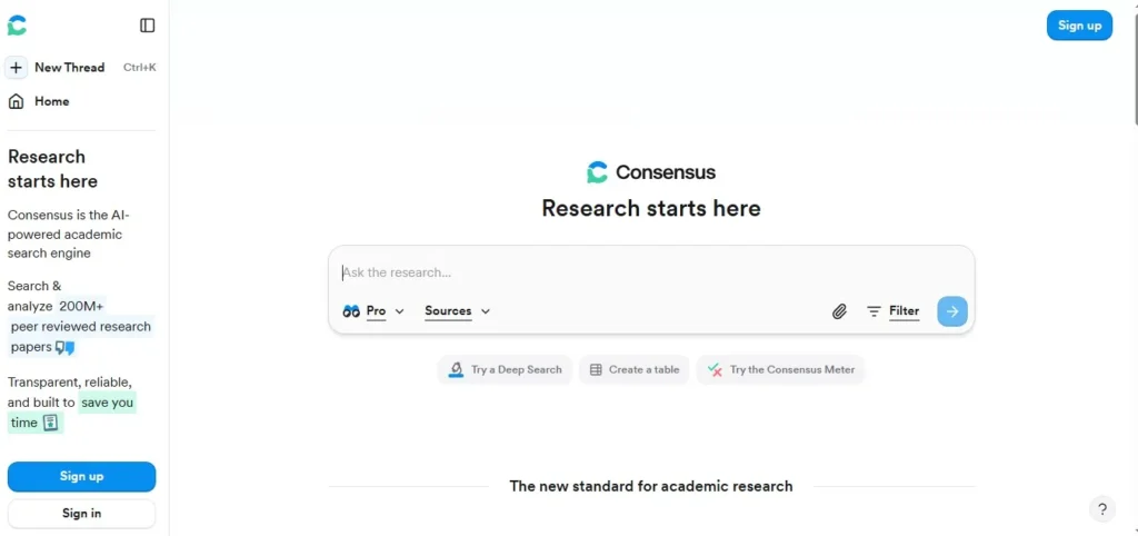 Consensus AI academic search engine analyzing peer-reviewed research papers