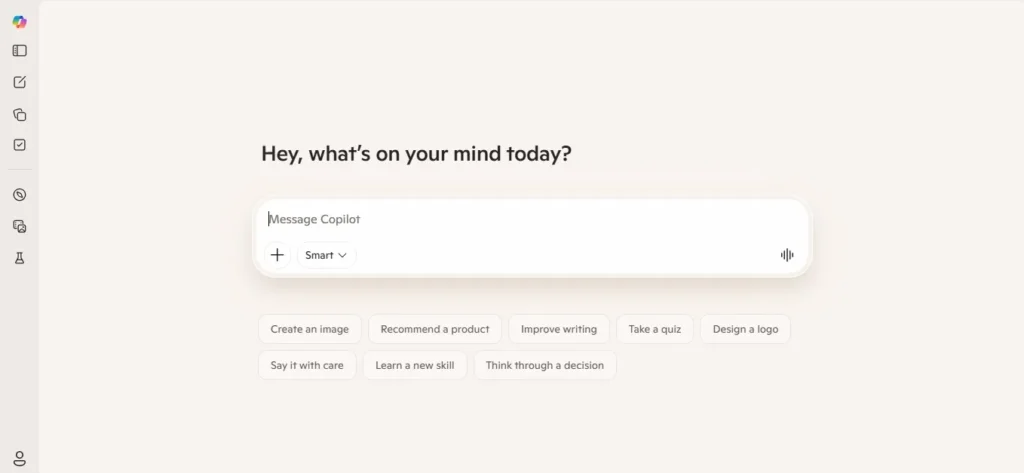 Microsoft Copilot AI assistant interface integrated with productivity tools