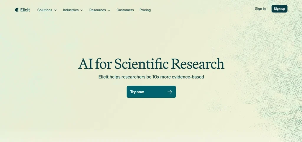 Elicit AI research assistant for literature review and academic paper analysis