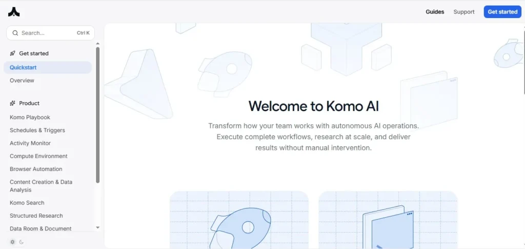 Komo AI conversational search engine interface for exploring topics interactively