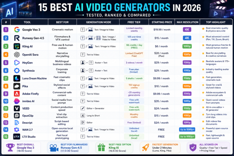 Best AI Video Generators in 2026: 15 Tools Compared
