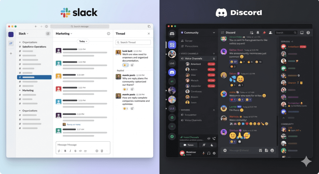 Slack vs Discord core platform differences comparison