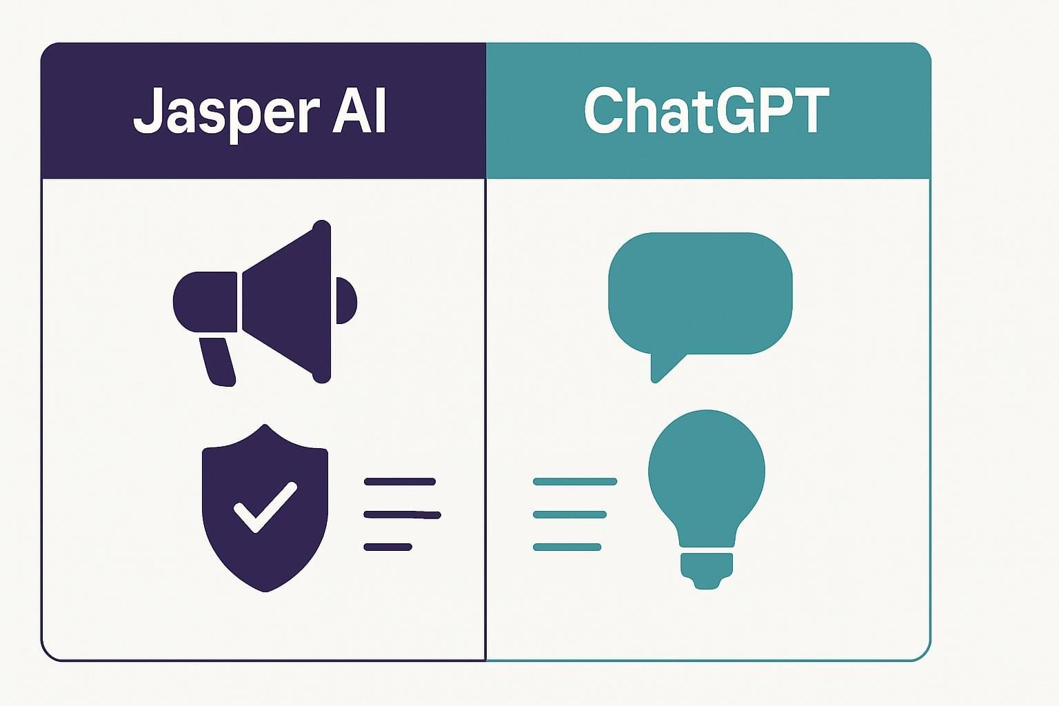 Jasper AI vs ChatGPT overview comparison showing marketing-focused Jasper AI versus general-purpose ChatGPT
